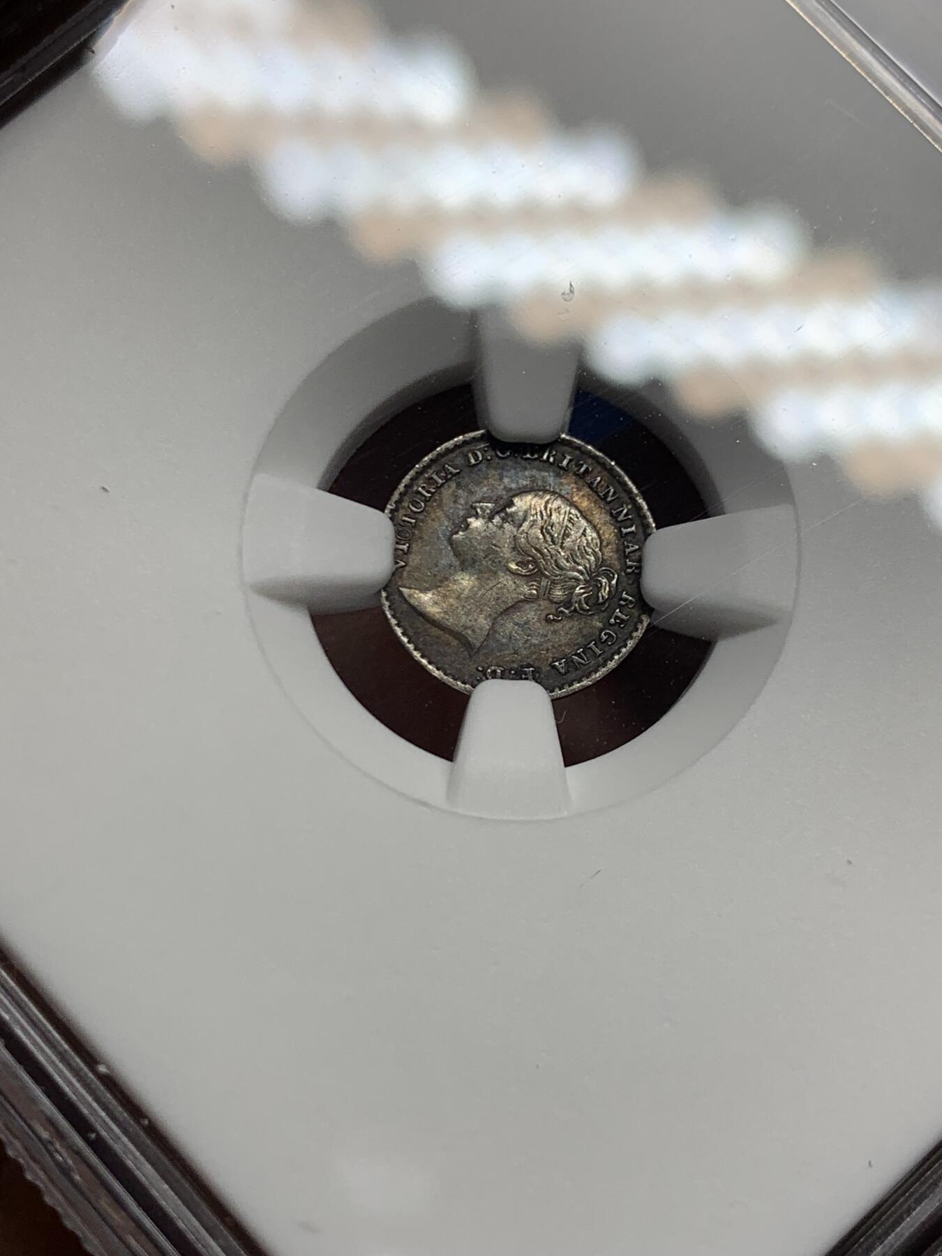 《竞宝斋》第453场 周日，周一 2场连拍 （全场包邮，欢迎送拍） NGC AU53 英国1844年维多利亚1便士银币 濯足节最小面值