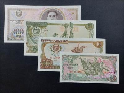 【游宝包邮场】蛇年第103期  - 朝鲜-100/50/10/1元【1978年 UNC/UNC-】