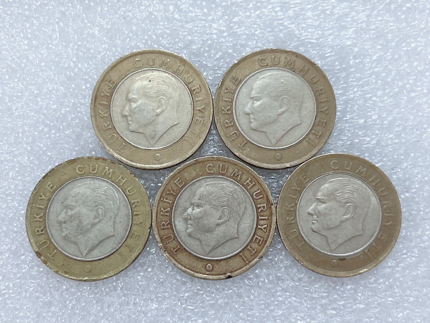 第一海外回流一元起拍收藏 散集专场  第284期 土耳其1里拉双色币 5枚