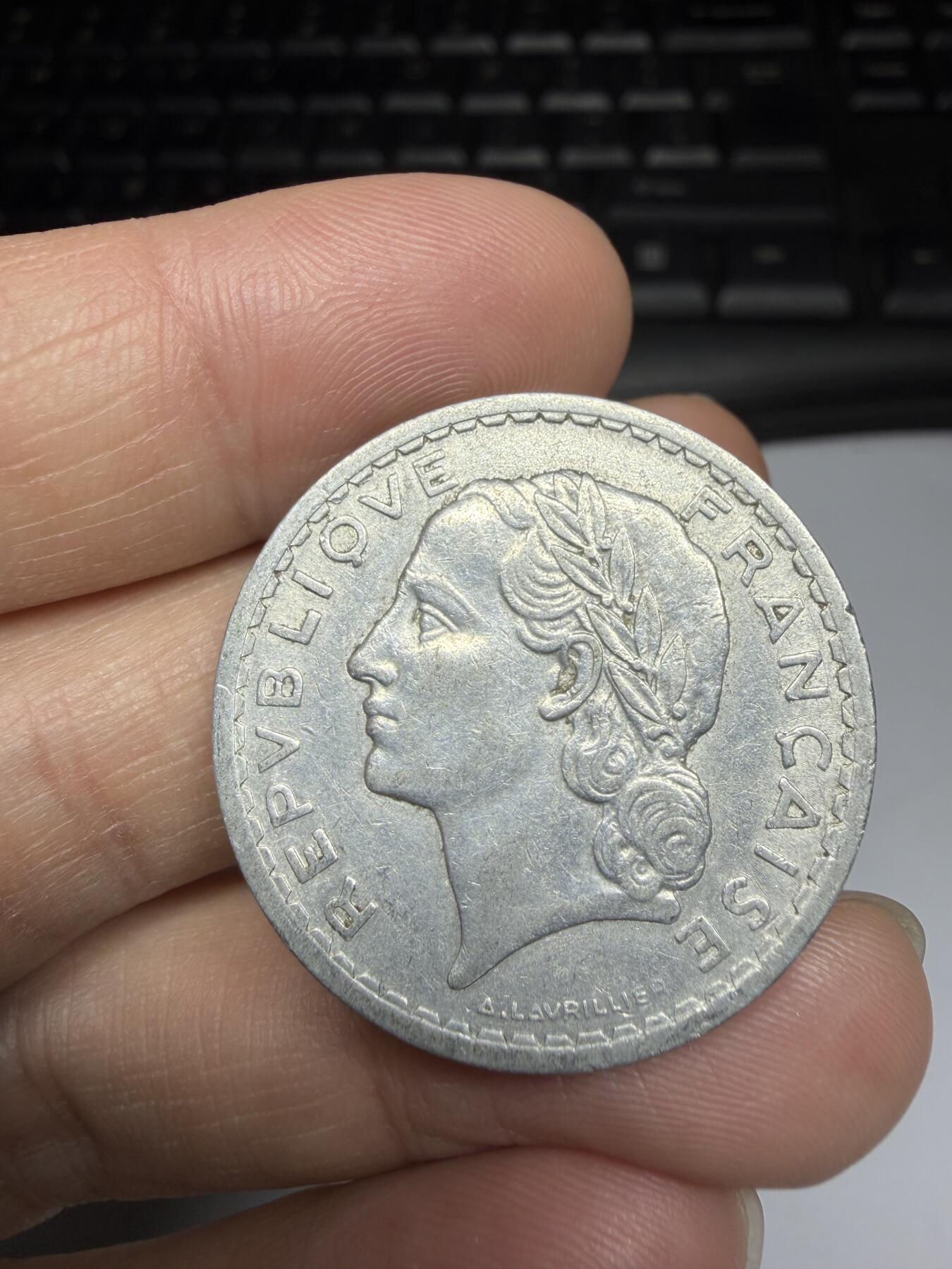 2025年集古藏今外币拍卖第十一期-第6场—（总第296拍），可以寄存60天，满160元包邮。 1945年法国5法郎