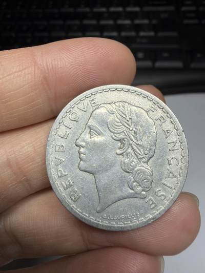 2025年集古藏今外币拍卖第十一期-第6场—（总第296拍），可以寄存60天，满160元包邮。 - 1945年法国5法郎