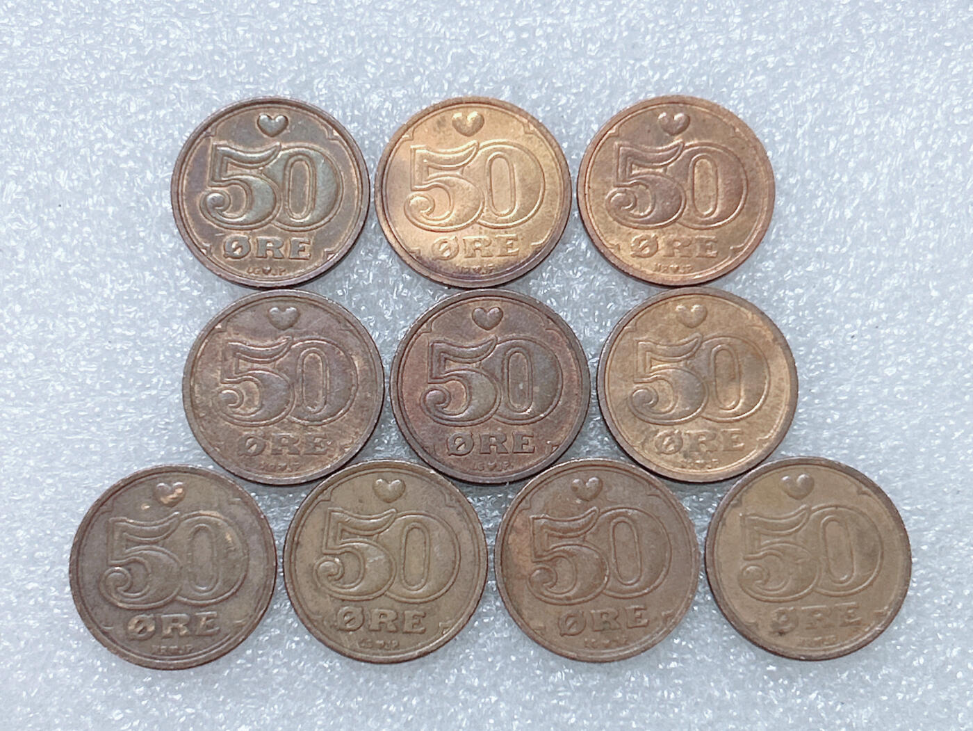 第一海外回流一元起拍收藏 散集专场  第284期 丹麦50欧尔硬币 10枚