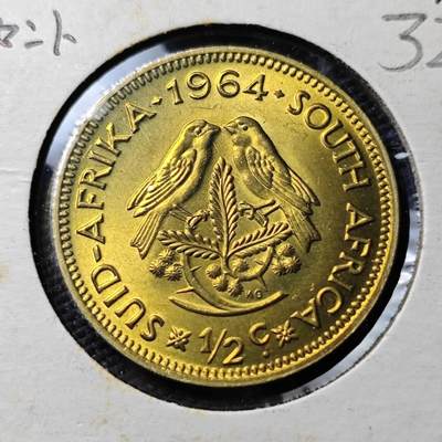 KK钱币收藏小铺 《套币 好品/批量散币专场》  2月预留时间 周末发货 -  1964南非1/2分铜币 好品