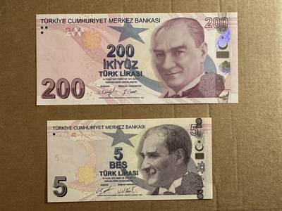 🐍甜小邱世界纸币收藏🐍第138期精品场💐 - 88888老虎两张！全新UNC 土耳其 200-5里拉 2009