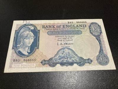 《外钞收藏家》第五百九十八期（2026年新年第一场）（本平台长期征集拍品、欢迎藏友们联系合作） - 英国B序列5镑 非全新 品相如图 实心版