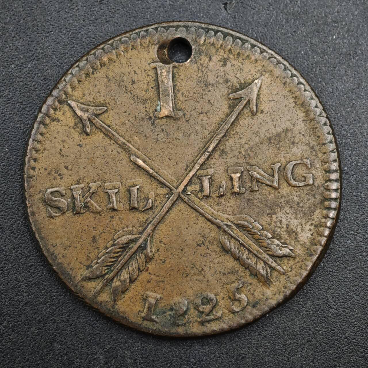 【淘币小摊】实时拍第八百三十七拍   散币银币场   满百包邮可预留二周 每周一统一发货   瑞典1825年1斯基林铜币