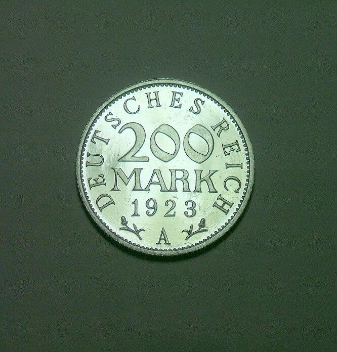 德国魏玛1923年A版200马克 精制PROOF版 稀少难得 