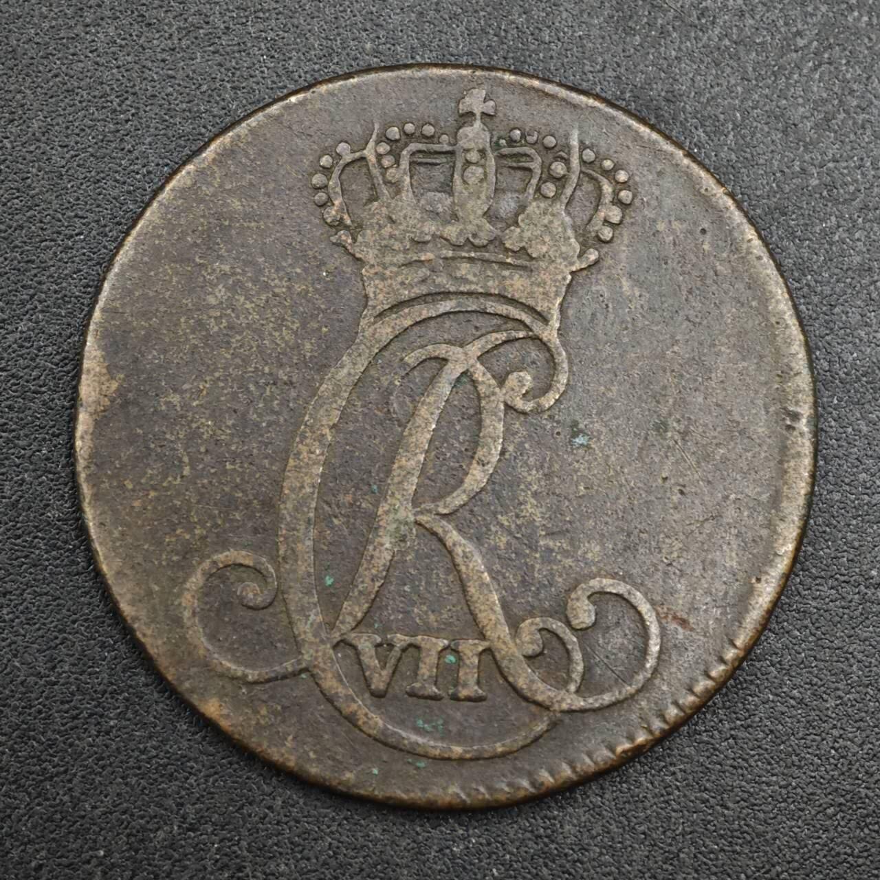 【淘币小摊】实时拍第八百三十七拍   散币银币场   满百包邮可预留二周 每周一统一发货   丹麦1787年1斯基林铜币