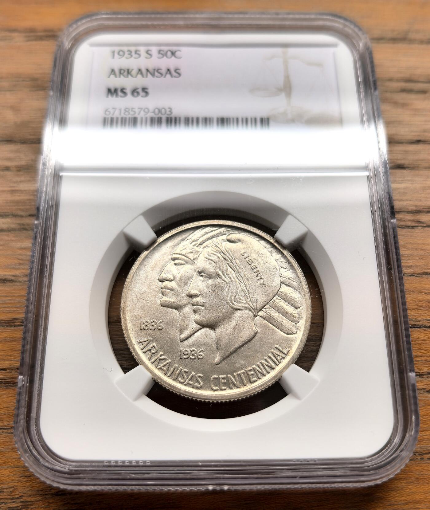 凡希社世界钱币微拍第三百十六期 1935美国阿肯色州纪念50美分NGC-MS65