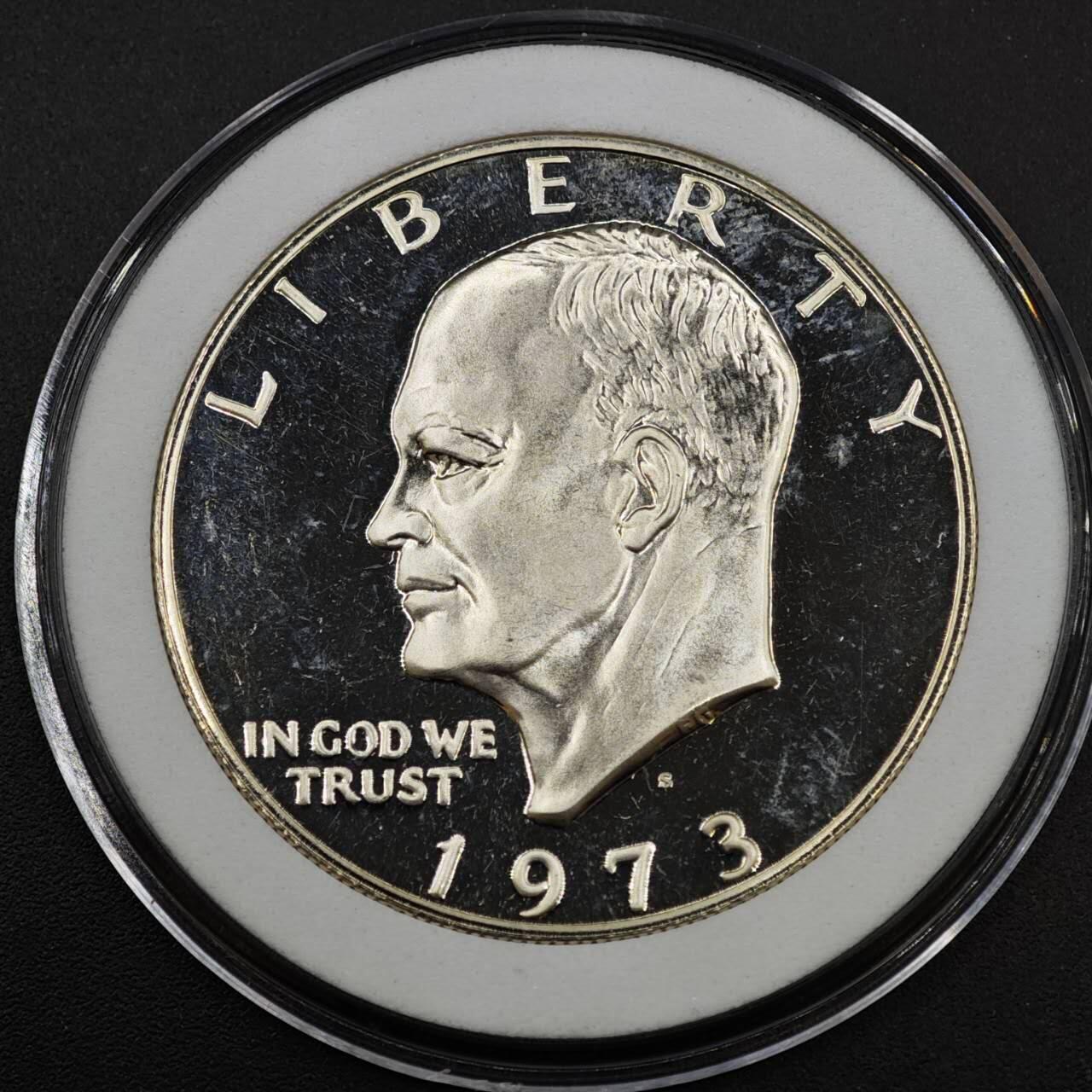 【淘币小摊】实时拍第八百三十七拍   散币银币场   满百包邮可预留二周 每周一统一发货   美国1973年艾森豪威尔1元精制银币