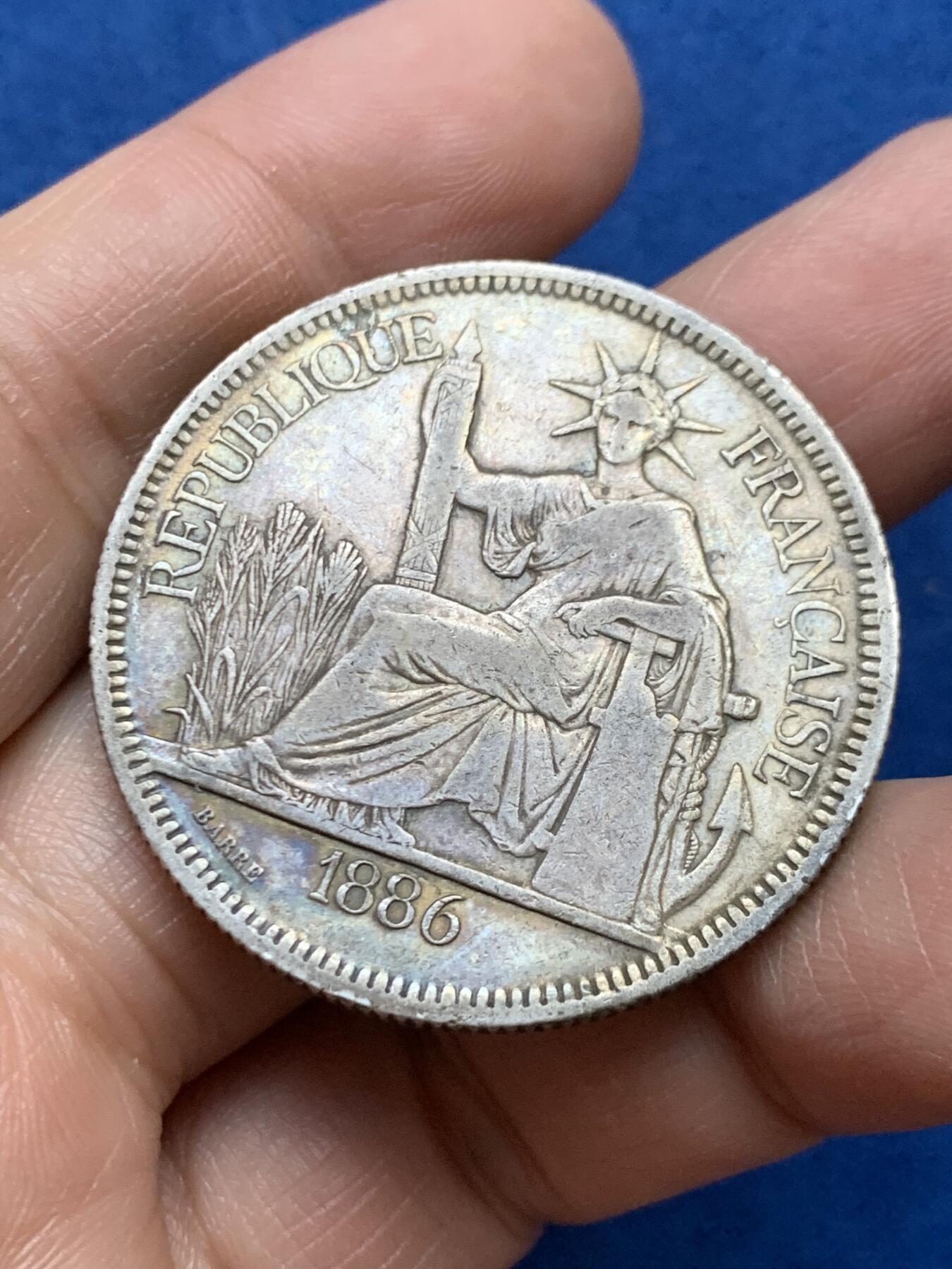 《竞宝斋》第453场 周日，周一 2场连拍 （全场包邮，欢迎送拍） NGC砸盒重养包浆 1886坐洋加重银币