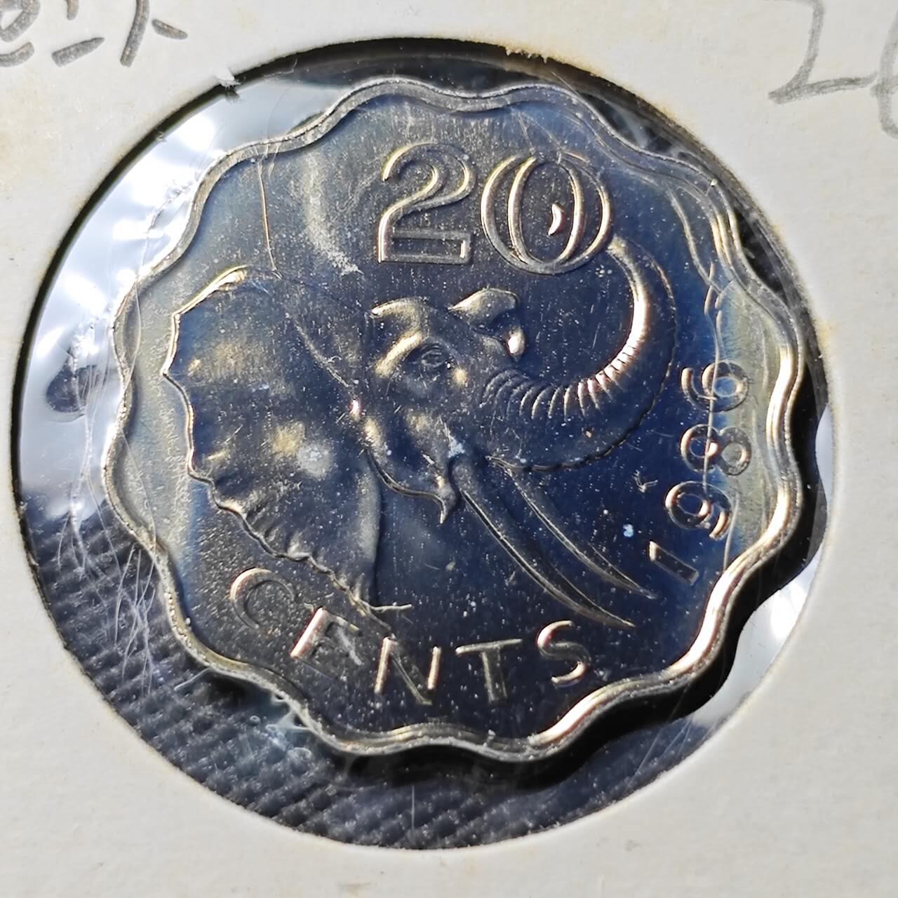 KK钱币收藏小铺 《套币 好品/批量散币专场》  2月预留时间 周末发货   1986斯威士兰20分 好品