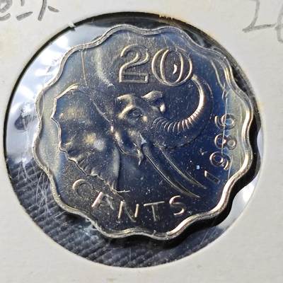 KK钱币收藏小铺 《套币 好品/批量散币专场》  2月预留时间 周末发货 -   1986斯威士兰20分 好品