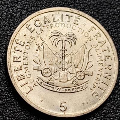 泉币菌-第157场-跨年欢乐场（特修改截拍时间为23:30分） - 原光美品 1975年 海地5分FAO粮农铜镍锌币 19.9毫米2.7克