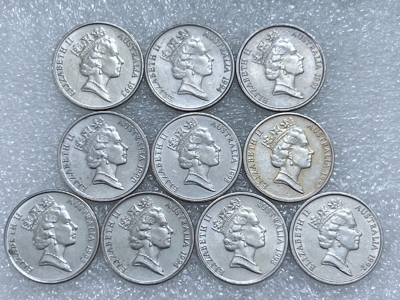 第一海外回流一元起拍收藏 散集专场  第284期 澳大利亚5分硬币 高冠女王版 10枚 原光品