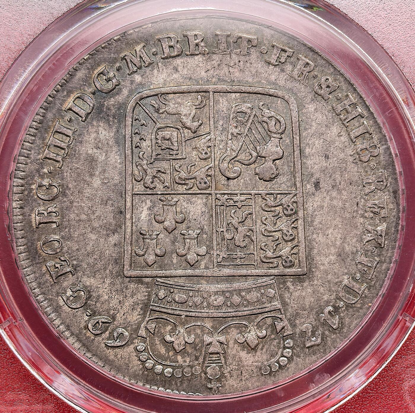 凡希社世界钱币微拍第三百十六期 1769德国不伦瑞克-卡伦贝格-汉诺威圣安德鲁与十字架泰勒大银PCGS-UNCD，欧陆灰彩，实物状态一流，正面略有色差。