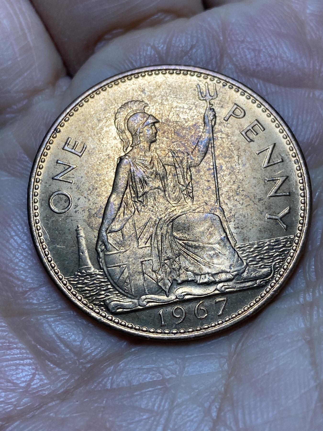 2026年第一场(总第一百七十场）外国好品散币场(免佣金) 原光好品–英国🇬🇧1967年1便士(伊丽莎白二世青年桂冠第二版，普制币关门年)