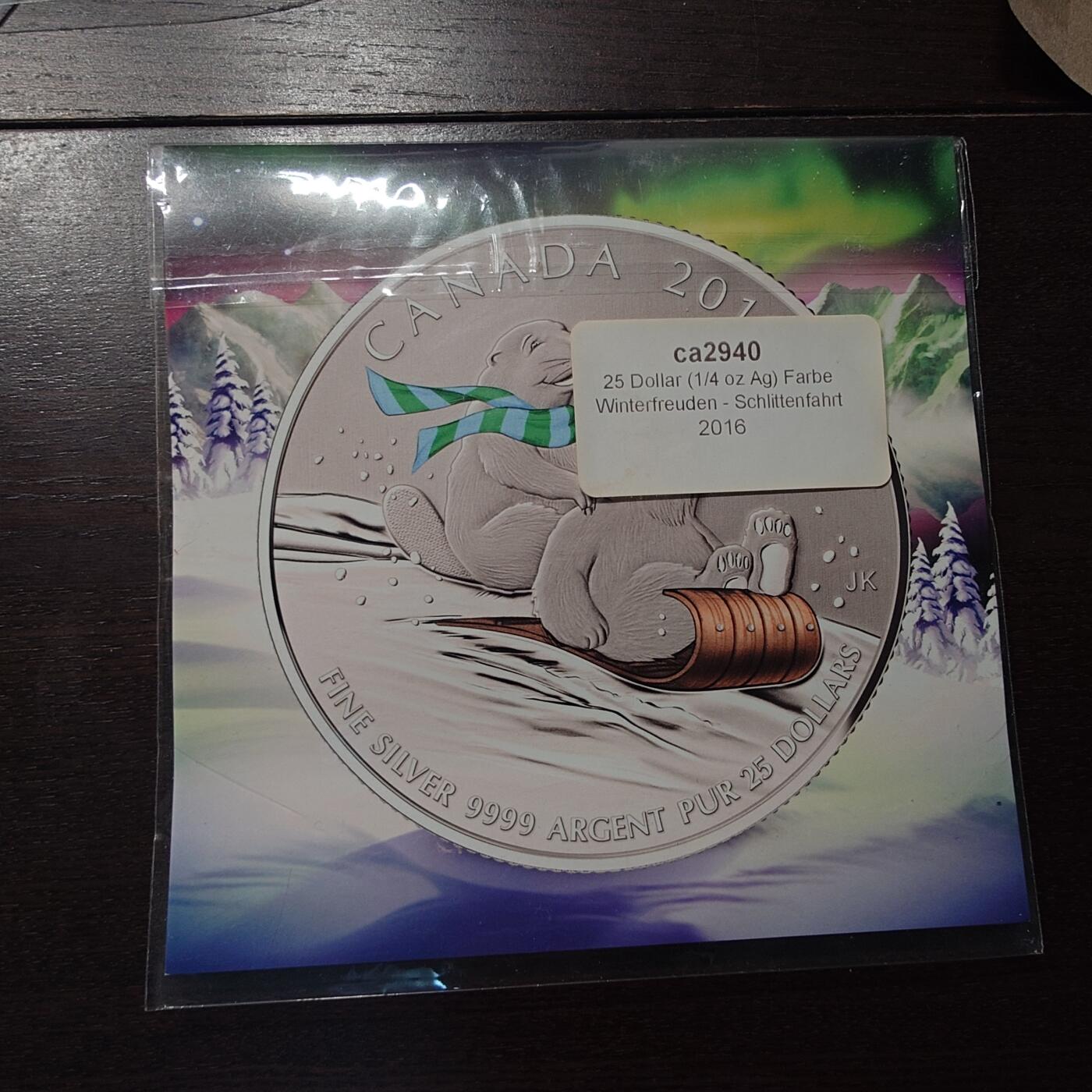 【新年二拍】世界钱币～微拍第223期暨2025年第63期  裸钞专场超低起拍 欢迎参与 2016年加拿大银币 1/4盎司 原装卡册全新保真