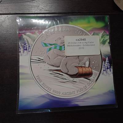 【新年二拍】世界钱币～微拍第223期暨2025年第63期  裸钞专场超低起拍 欢迎参与 - 2016年加拿大银币 1/4盎司 原装卡册全新保真
