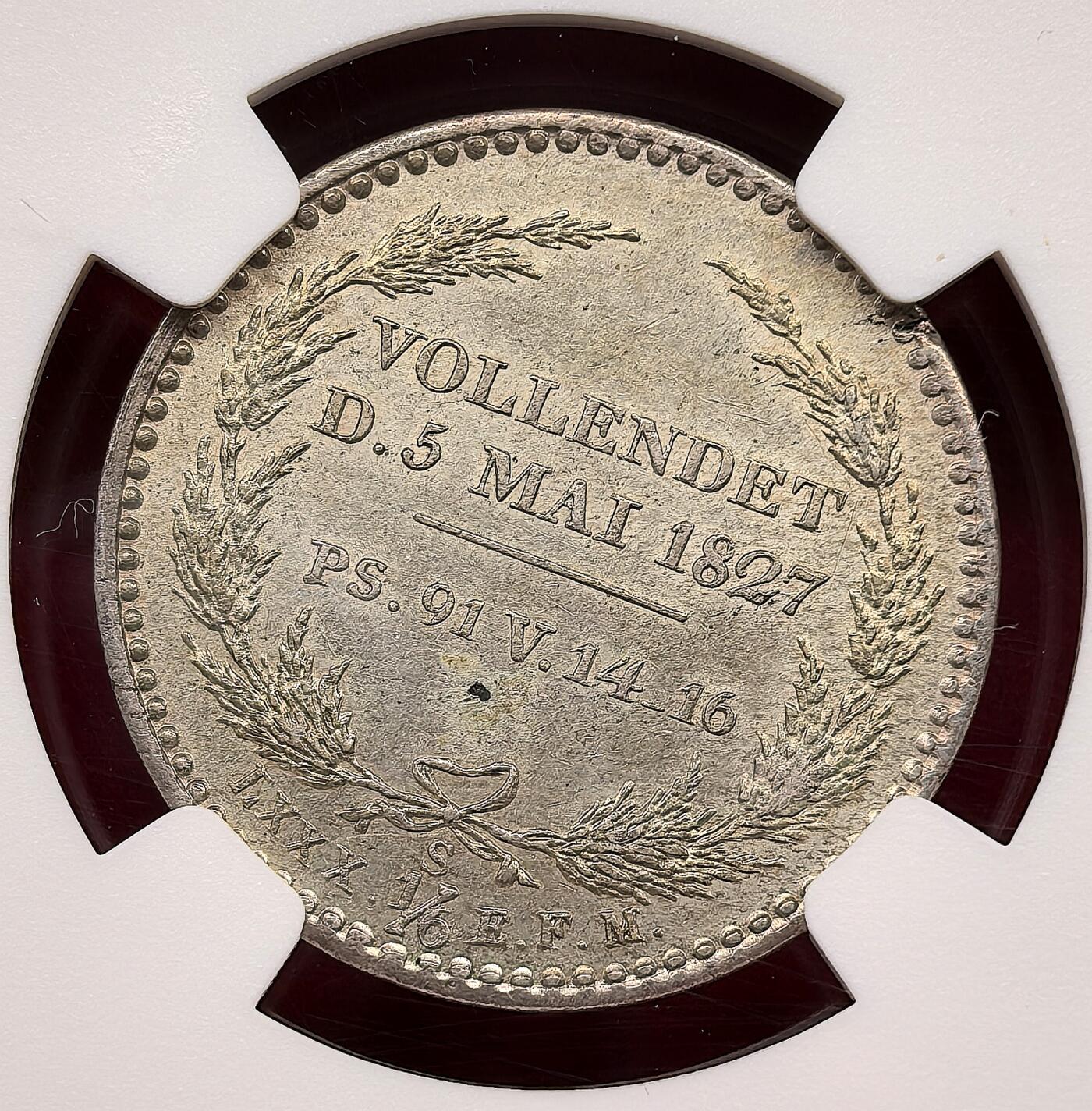 凡希社世界钱币微拍第三百十六期 1827德国萨克森国王逝世1/6泰勒纪念银币NGC-MS62