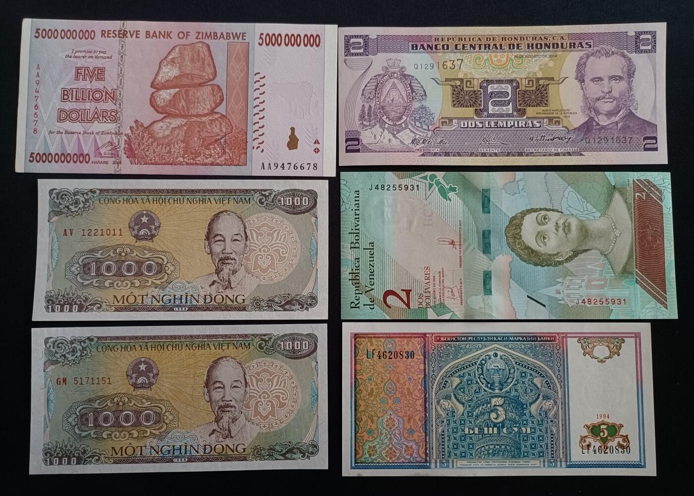 【游宝包邮场】蛇年第103期  各国钞票 6张【UNC/UNC-】