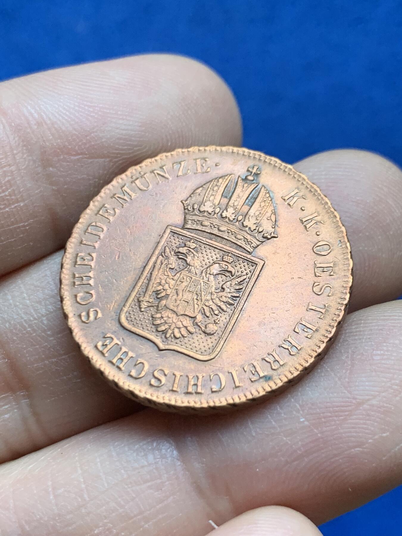 《竞宝斋》第453场 周日，周一 2场连拍 （全场包邮，欢迎送拍） 奥地利 1816年 1克洛泽