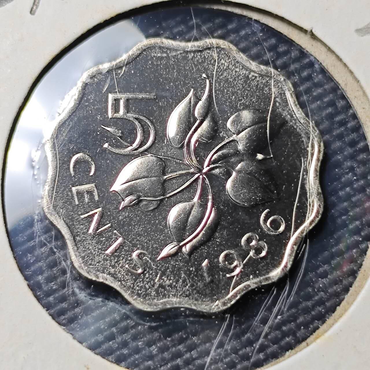 KK钱币收藏小铺 《套币 好品/批量散币专场》  2月预留时间 周末发货   1986斯威士兰5分 好品