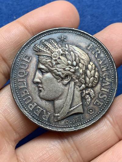 《竞宝斋》第453场 周日，周一 2场连拍 （全场包邮，欢迎送拍） - 法国谷物女神银质纪念章 38.25克 41.2mm 丰饶角银标