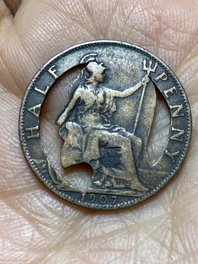 2026年第一场(总第一百七十场）外国好品散币场(免佣金) - 镂空硬币–英国🇬🇧1907年半便士(爱德华七世时期)
