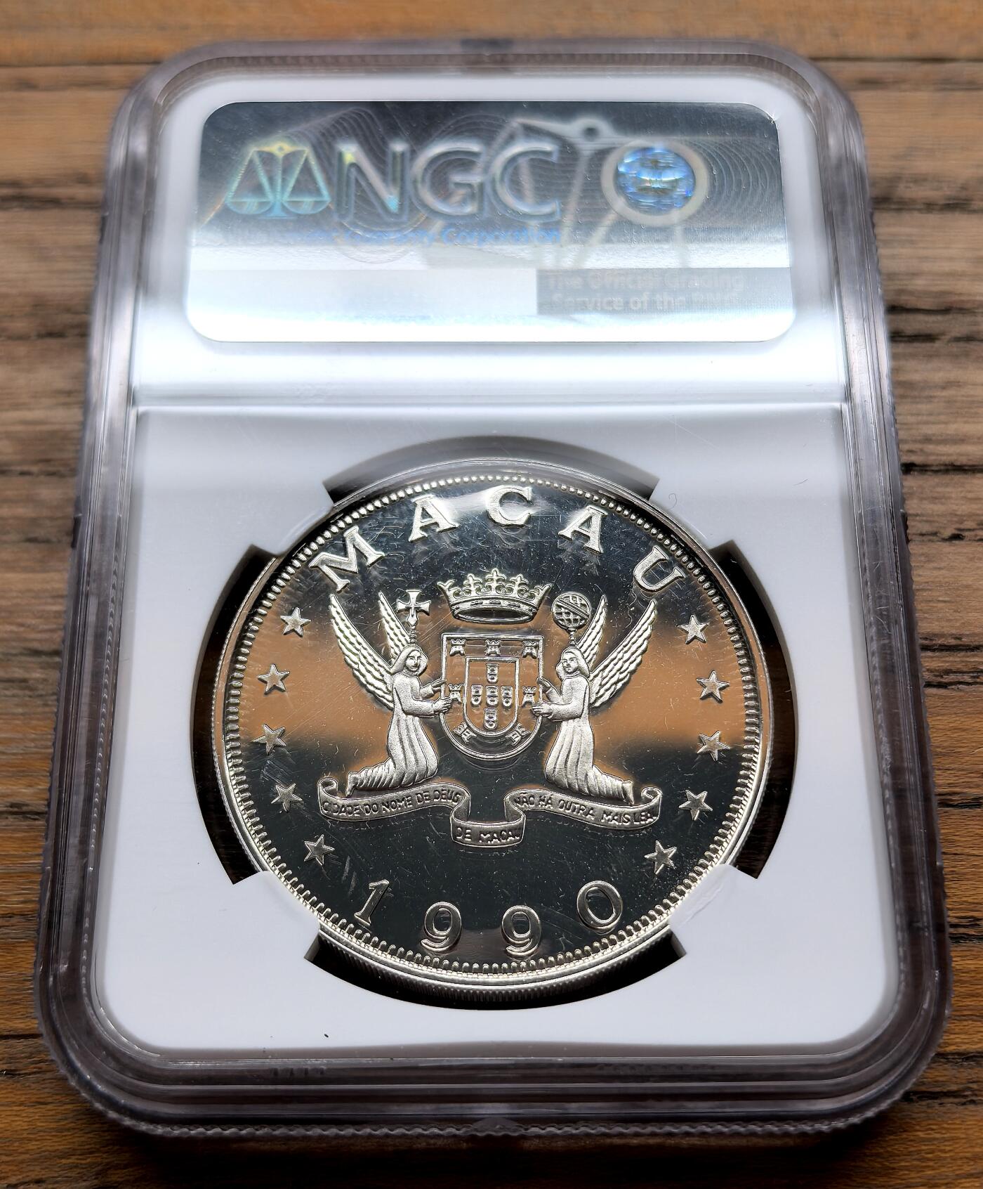 凡希社世界钱币微拍第三百十六期 1990中国澳门生肖马100元大银NGC-PF69UC