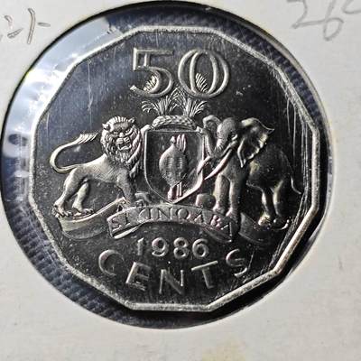 KK钱币收藏小铺 《套币 好品/批量散币专场》  2月预留时间 周末发货 -   1986斯威士兰50分 好品