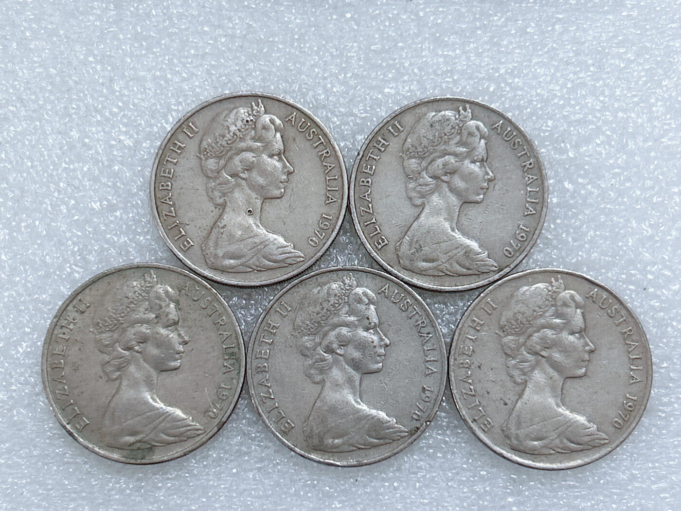 第一海外回流一元起拍收藏 散集专场  第284期 澳大利亚1970年20分硬币 5枚