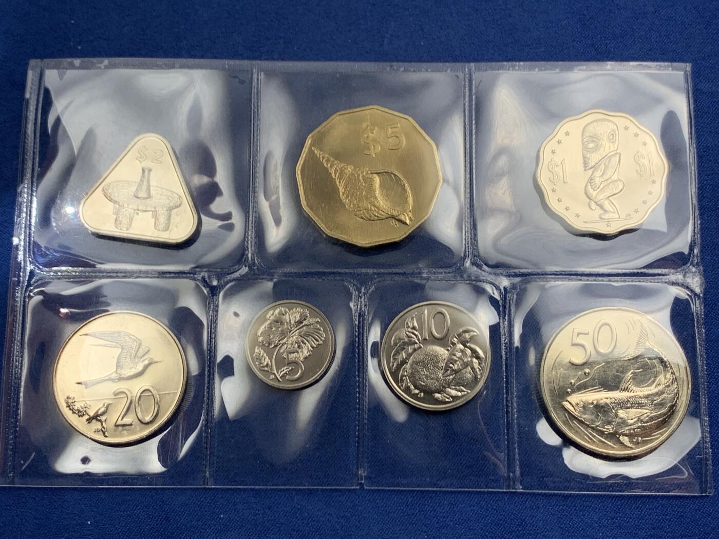 《竞宝斋》第453场 周日，周一 2场连拍 （全场包邮，欢迎送拍） 原封装 库克群岛1987年套币