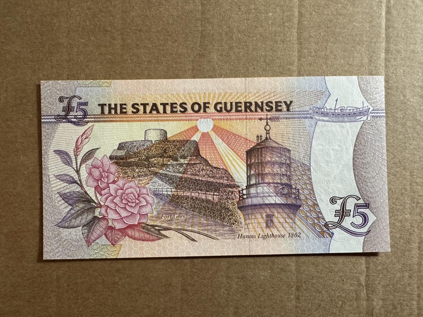 🐍甜小邱世界纸币收藏🐍第138期精品场💐 A999888首发冠无347倒置号豹子号 数二靓号 +初版 全新UNC 根西岛 5镑 1996 女王版