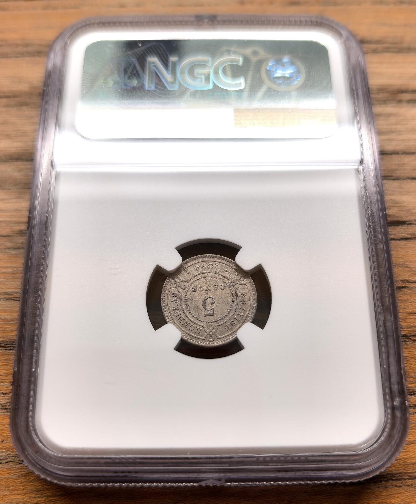 凡希社世界钱币微拍第三百十六期 1894英属洪都拉斯小维5分银币NGC-AU53