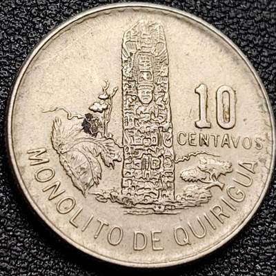 泉币菌-第157场-跨年欢乐场（特修改截拍时间为23:30分） - 1975年 玛雅巨石柱 危地马拉10分镀镍钢小硬币 21.0毫米 2.42克