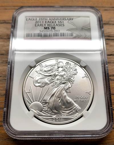 凡希社世界钱币微拍第三百十六期 - 2011美国女神与飞鹰DOLLAR大银NGC-MS70初铸标。