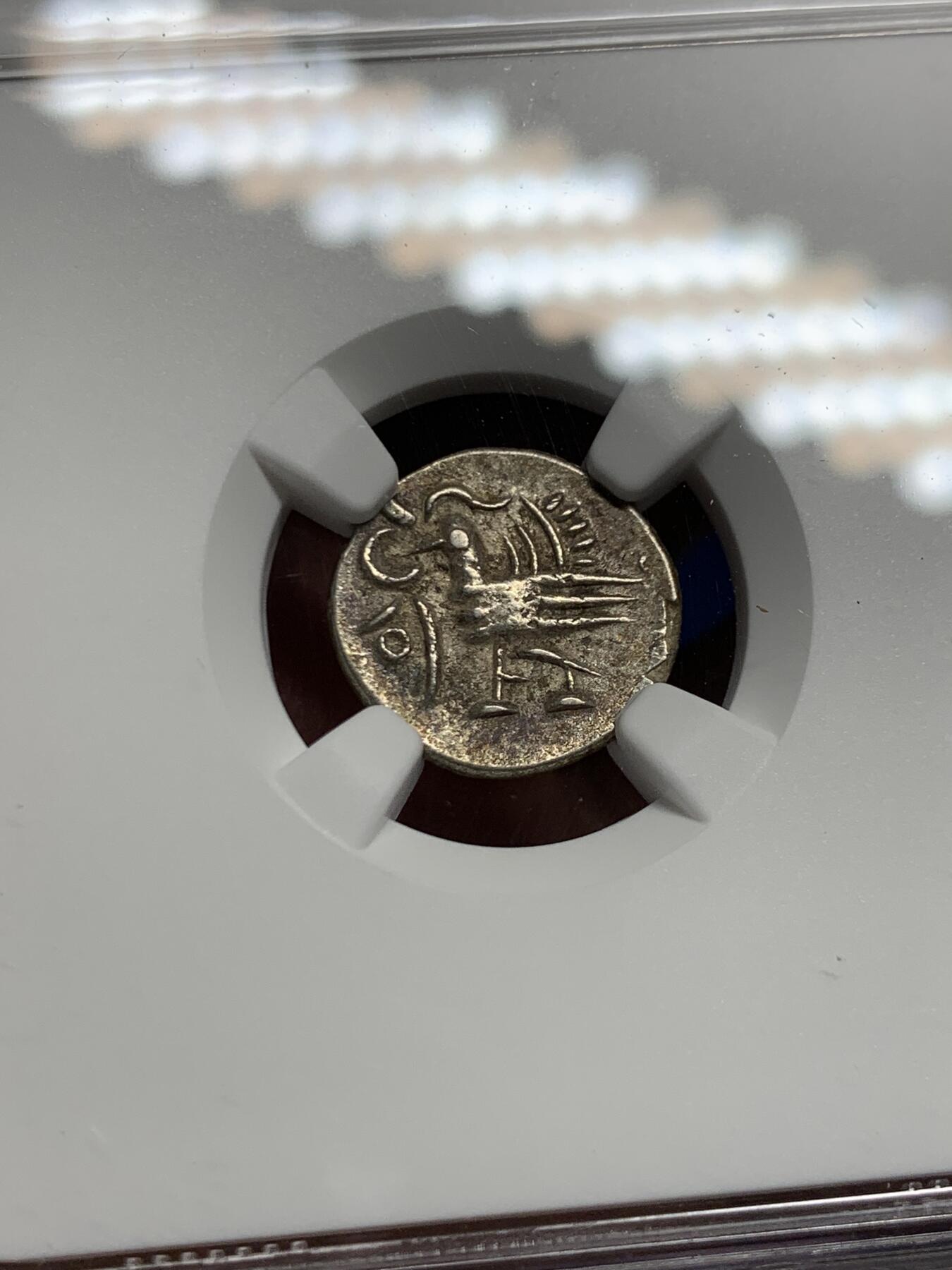 《竞宝斋》第453场 周日，周一 2场连拍 （全场包邮，欢迎送拍） NGC AU55 柬埔寨1600年-1860年神鸟2PE银币 东南亚经典品种