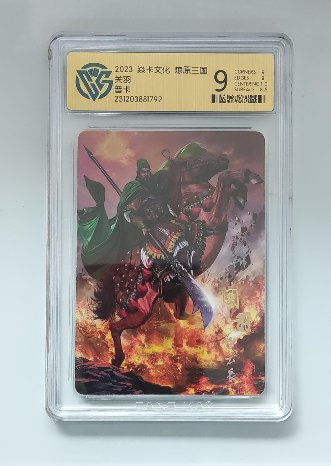 欢迎送拍、零成本上架，释放现金流，合理分配上拍卡品 【普卡】胡子怪兽 关羽 焱卡文化燎原三国  分数：9
