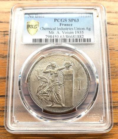 凡希社世界钱币微拍第三百十六期 - 1935法国化学工业联盟纪念银章PCGS-SP63
