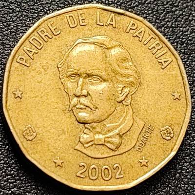 泉币菌-第157场-跨年欢乐场（特修改截拍时间为23:30分） - 2002年 多米尼加1比索硬币铜币 25mm