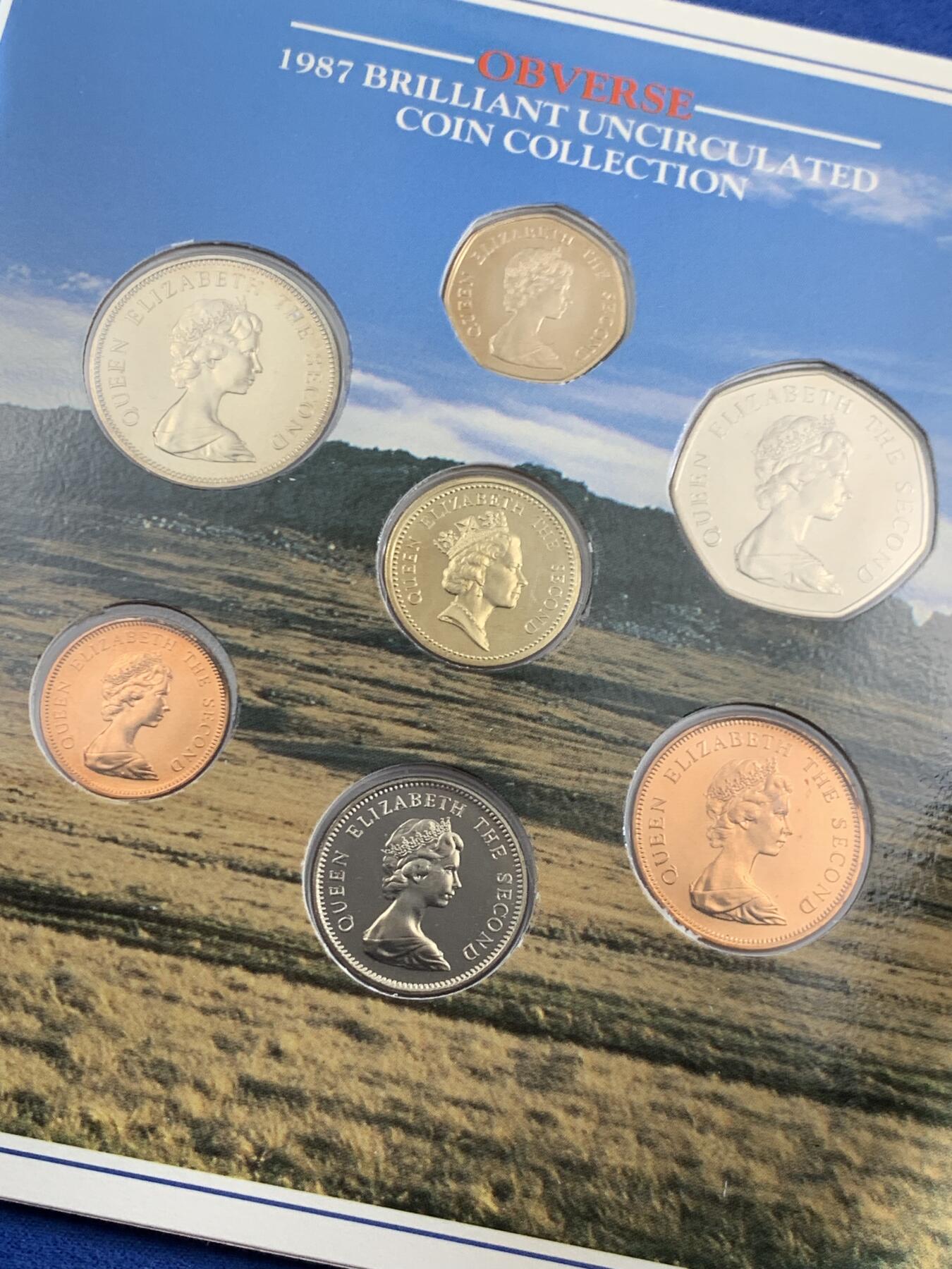 《竞宝斋》第453场 周日，周一 2场连拍 （全场包邮，欢迎送拍） 福克兰群岛 1987 造币厂套装 全7枚套币 英国皇家造币厂