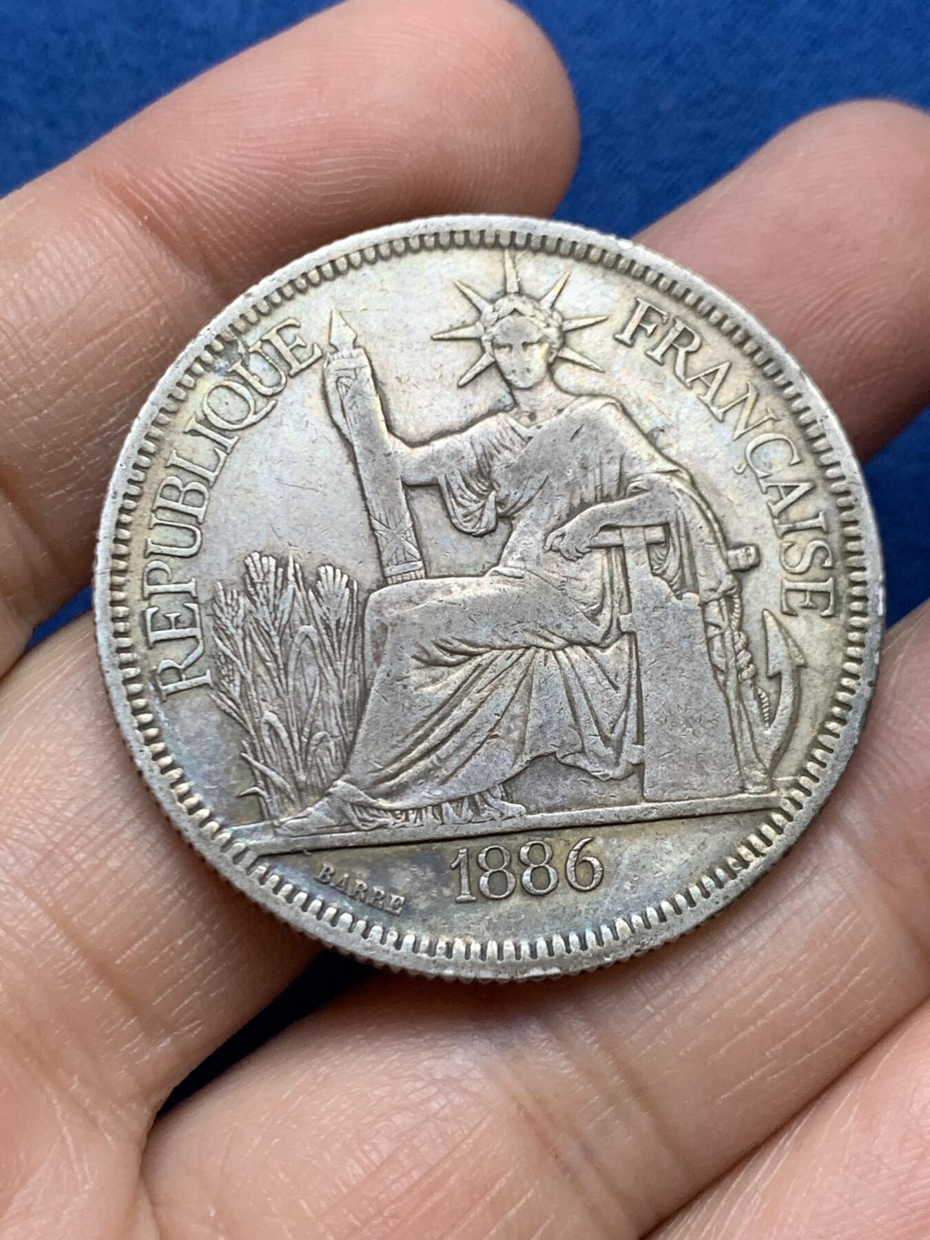 《竞宝斋》第453场 周日，周一 2场连拍 （全场包邮，欢迎送拍） NGC砸盒重养包浆 1886坐洋加重银币