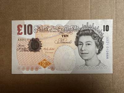 🐍甜小邱世界纸币收藏🐍第138期精品场💐 - AA01首发冠 666豹子号无347靓号 全新UNC 英国 10镑 达尔文 2000