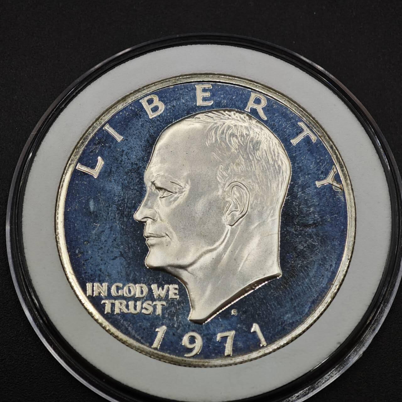 【淘币小摊】实时拍第八百三十七拍   散币银币场   满百包邮可预留二周 每周一统一发货   美国1971年艾森豪威尔1元精制银币