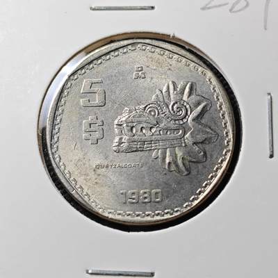KK钱币收藏小铺 《套币 好品/批量散币专场》  2月预留时间 周末发货 -  1980墨西哥5比索 好品