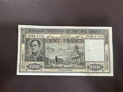 喜羊羊钱币收藏2025第11期(流通品相场) - 比利时	P-126 1946年100法郎	品相如图				3023.J.792	