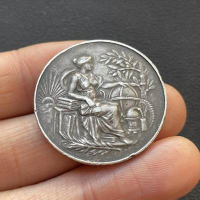 「木头集藏」章牌专场-第65场 - 法国甘冈市储蓄银行银章，直径：30.5 mm，9.8 g，边铭： ARGENT，少见银章。