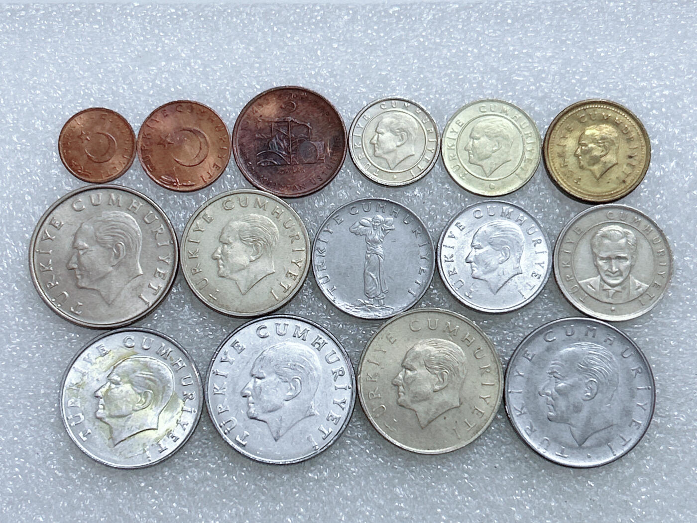 第一海外回流一元起拍收藏 散集专场  第284期 土耳其不同版本硬币 15枚 带光好品