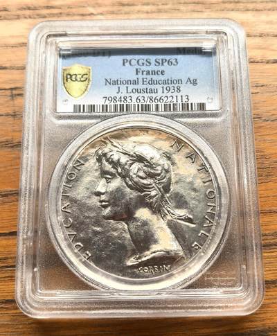 凡希社世界钱币微拍第三百十六期 - 1938法国国民教育纪念银章PCGS-SP63